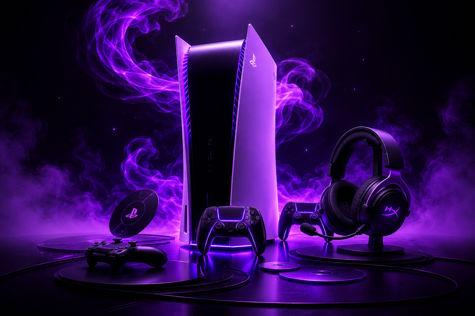 PS5 Gaming Setup Neon Violeta